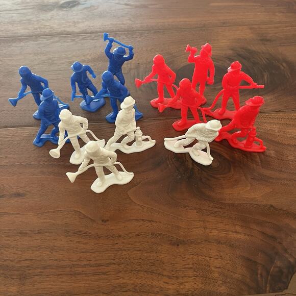 Vintage Tim Mee Plastic Firemen Red, White & Blue Lot of 14 - Picture 4 of 7